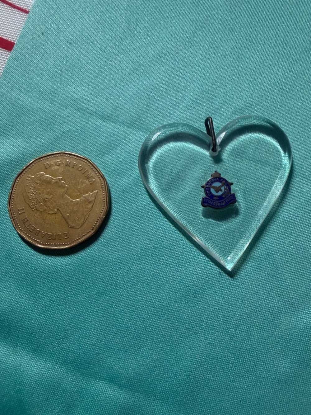 Royal Canadian Air Force Lucite Heart Pendant